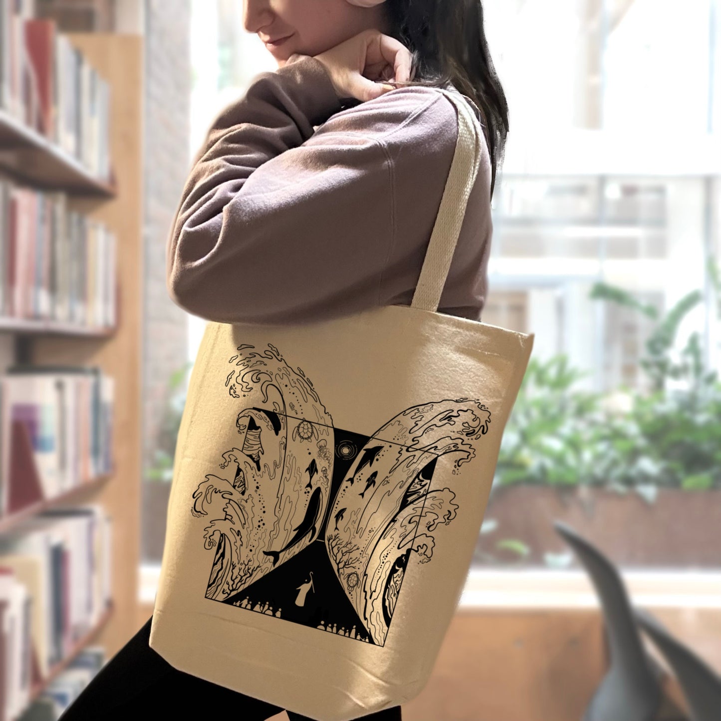 Moses Parts the Red Sea - Sturdy Canvas Tote Bags with Bottom 15"W x 16"H x 3"G