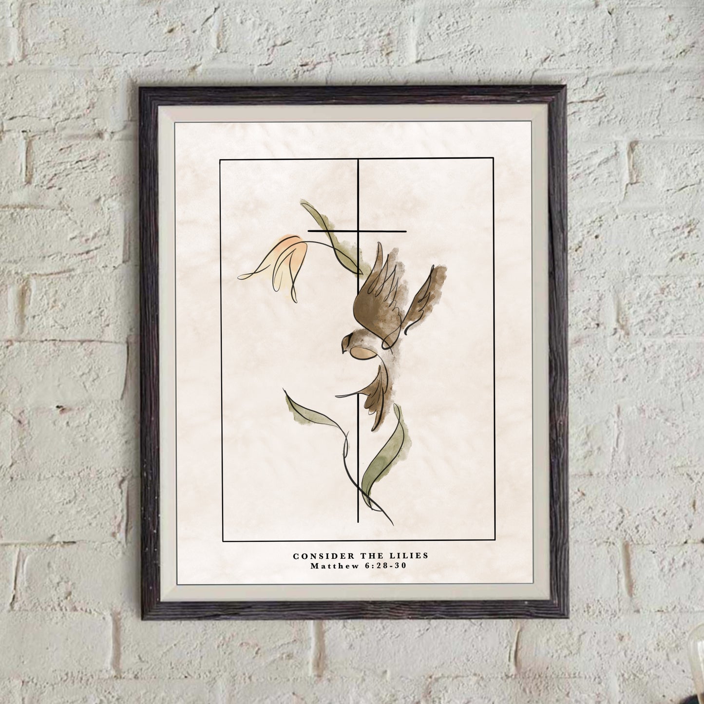 Consider the Lilies - Sparrow - Matthew 6 - Bible Print- Colored
