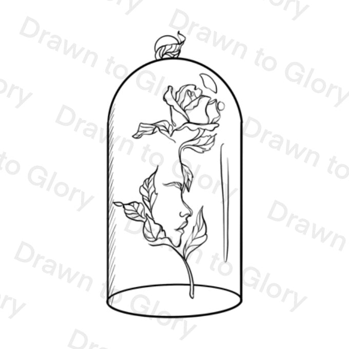 Belle in a Rose - Beauty - Beast - Tattoo Transparent PNG