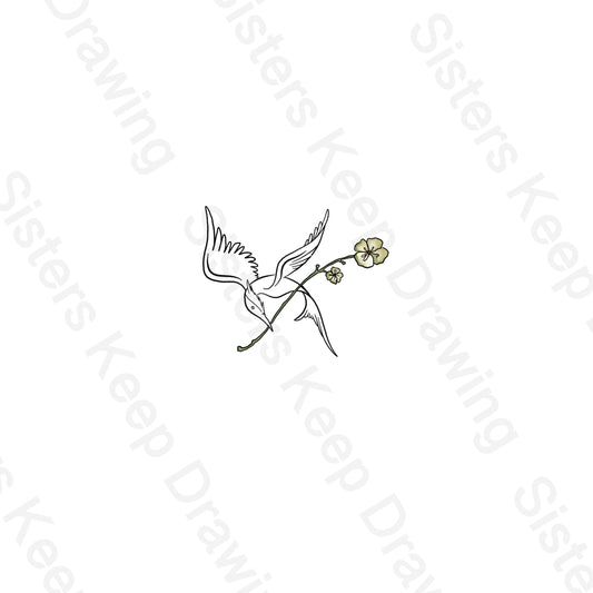 Mockingjay holding Katniss Flower in Color-Hunger Games- Tattoo Transparent Png