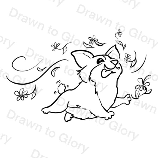 Corgi playing - Tattoo Transparent PNG- instant download