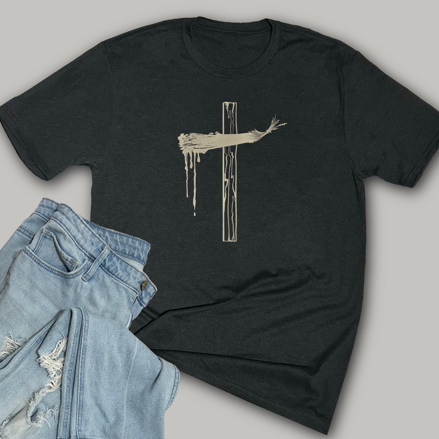 Blood painted cross - Softstyle Triblend T-Shirt