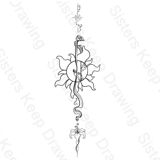 Rapunzel Spine Tattoo- Tangled Inspired- Tattoo Transparent Permission PNG