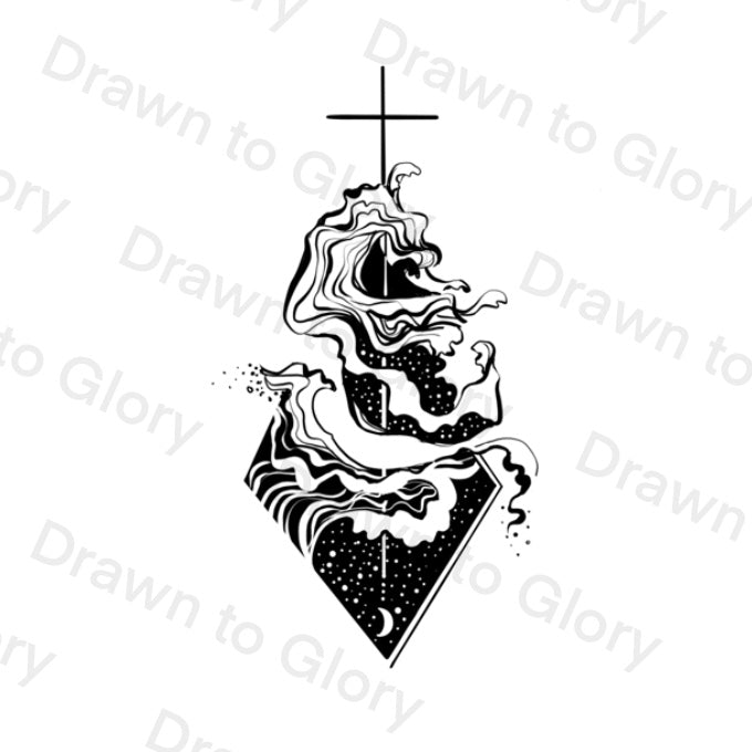 Out of th Depths - Psalm 130:1 - Bible Tattoo Transparent PNG- instant download digital printable artworke