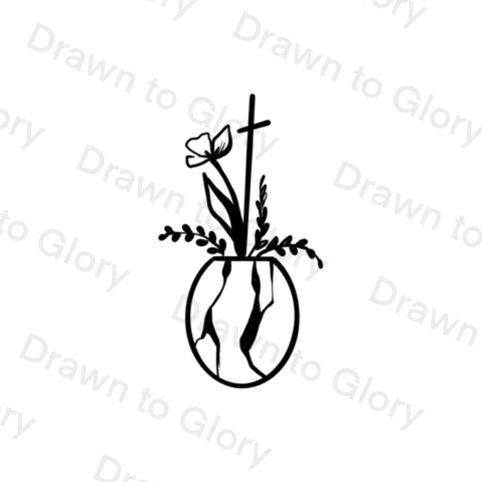 Treasure in Broken Vessels - 2 Cor. 4:7 -small- Bible Tattoo Transparent PNG- instant download digital printable artwork
