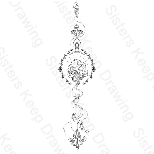 Fairy Spine Tattoo- Tinkerbell Inspired- Tattoo Transparent Permission PNG