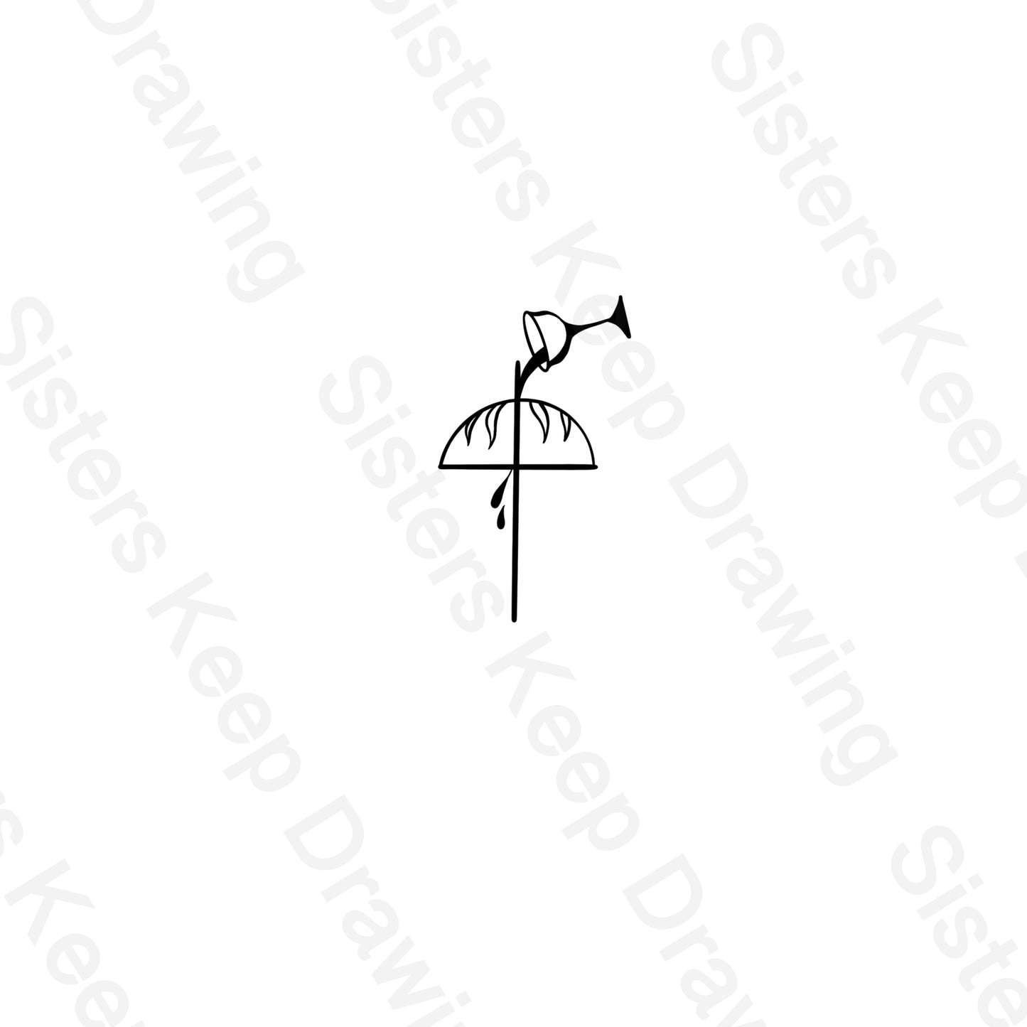Cross/Wine And Bread-Easter-Tattoo Transparent PNG