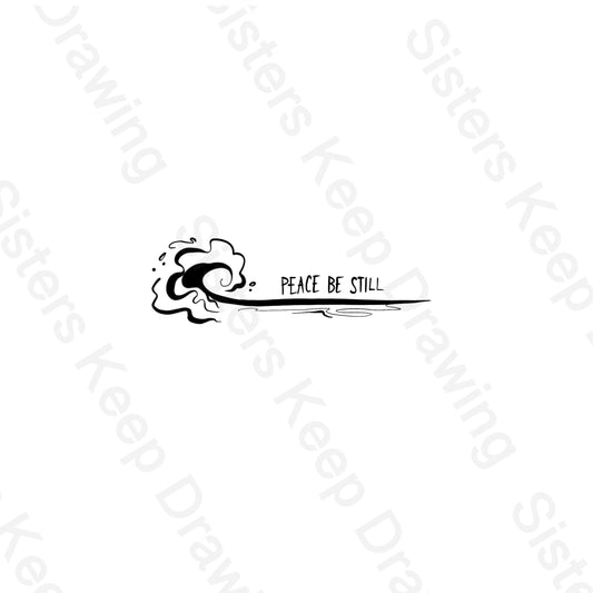 Peace Be Still Wave -Bible Tattoo Transparent PNG- instant download digital printable artwork