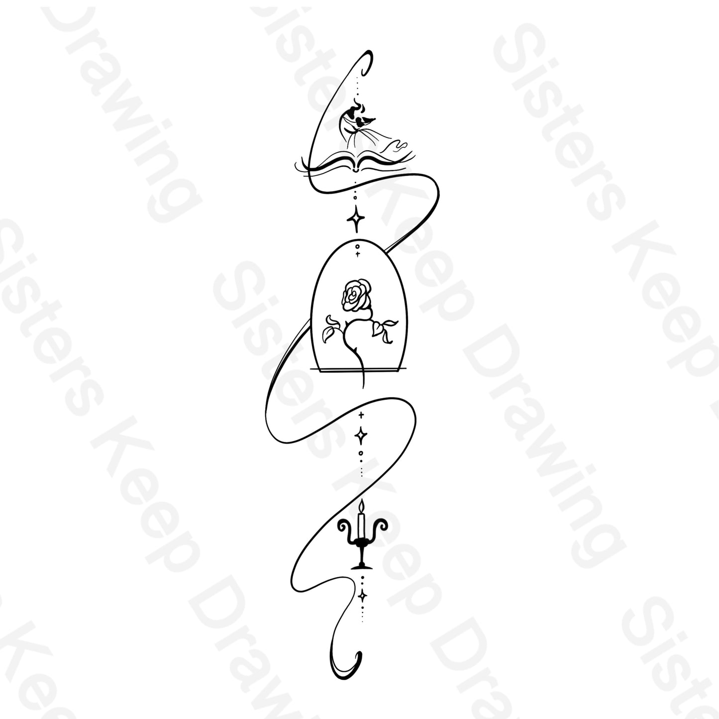Belle Spine Tattoo- Beauty and the Beast Inspired- Tattoo Transparent Permission PNG