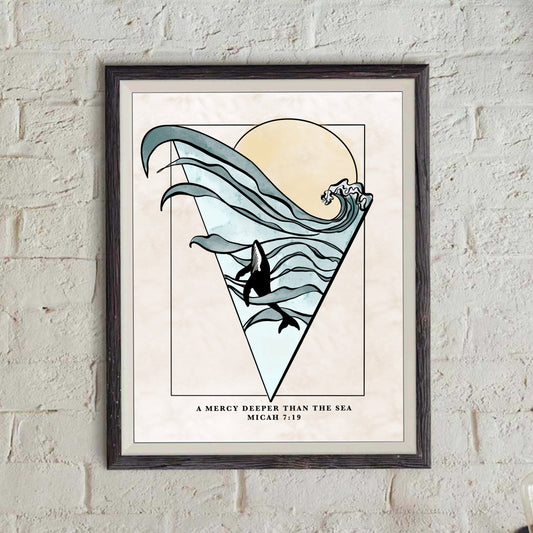 A Mercy Deeper Than the Sea - Matthew 6 - Bible Print- Colored
