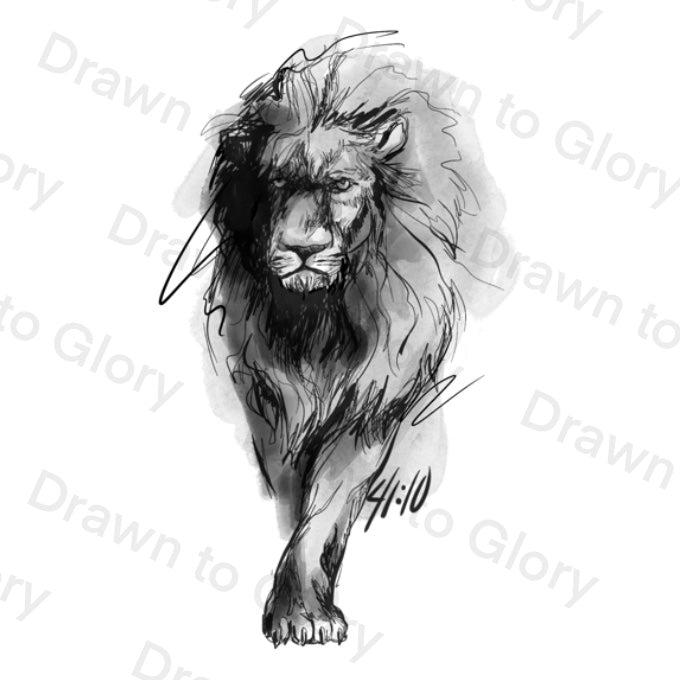 Lion of Judah - Protector - Isaiah 41 - Bible Tattoo Transparent PNG- instant download digital printable artwork
