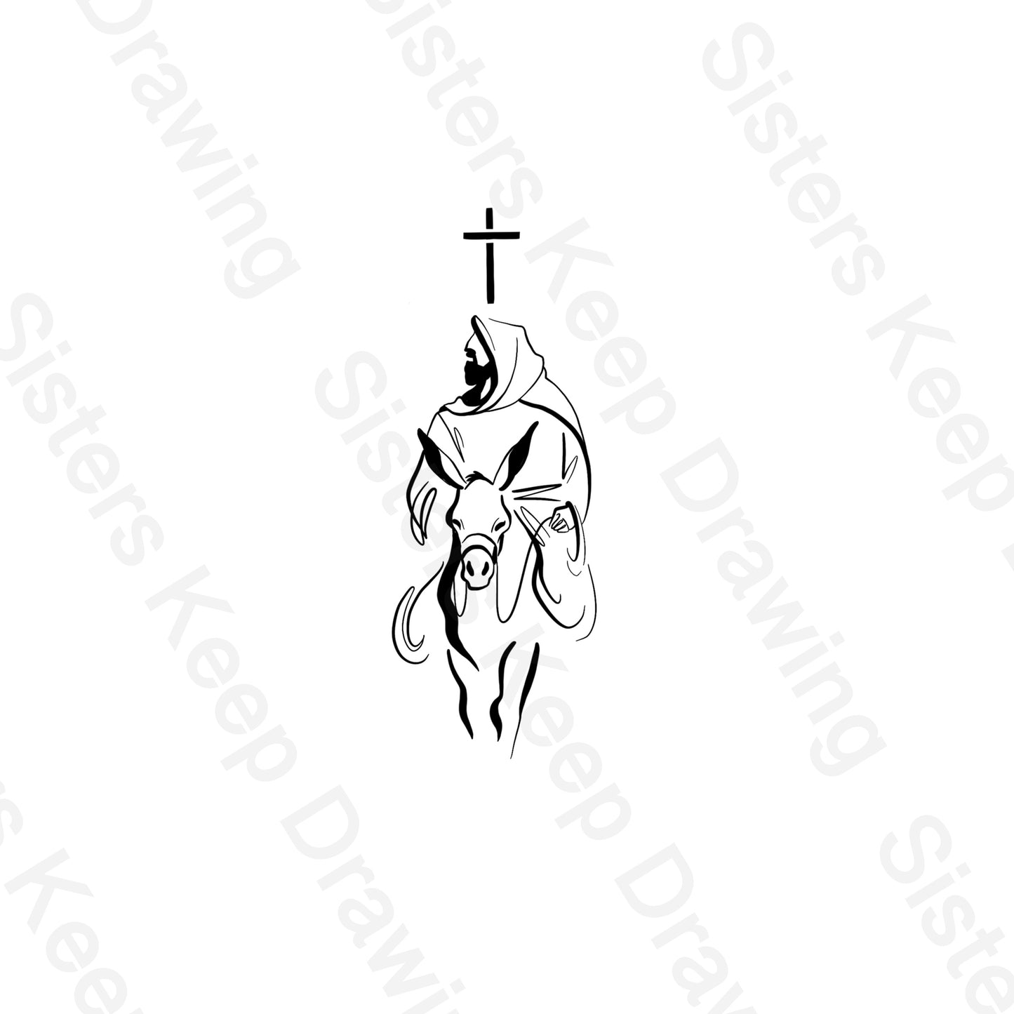 Jesus Thinking of the Cross -Easter-Tattoo Transparent PNG
