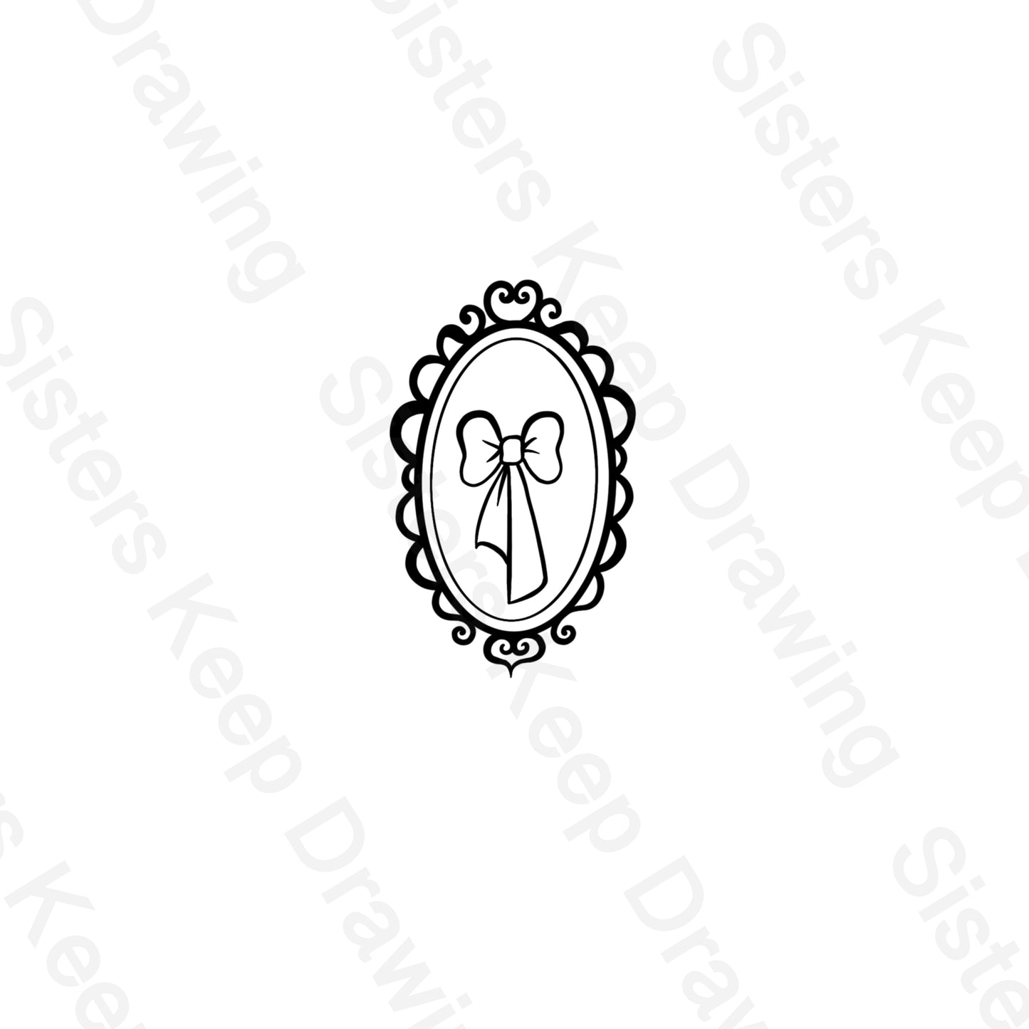 Amys Mirror and Bow Little Women Tattoo PNG- instant download digital printable artwork