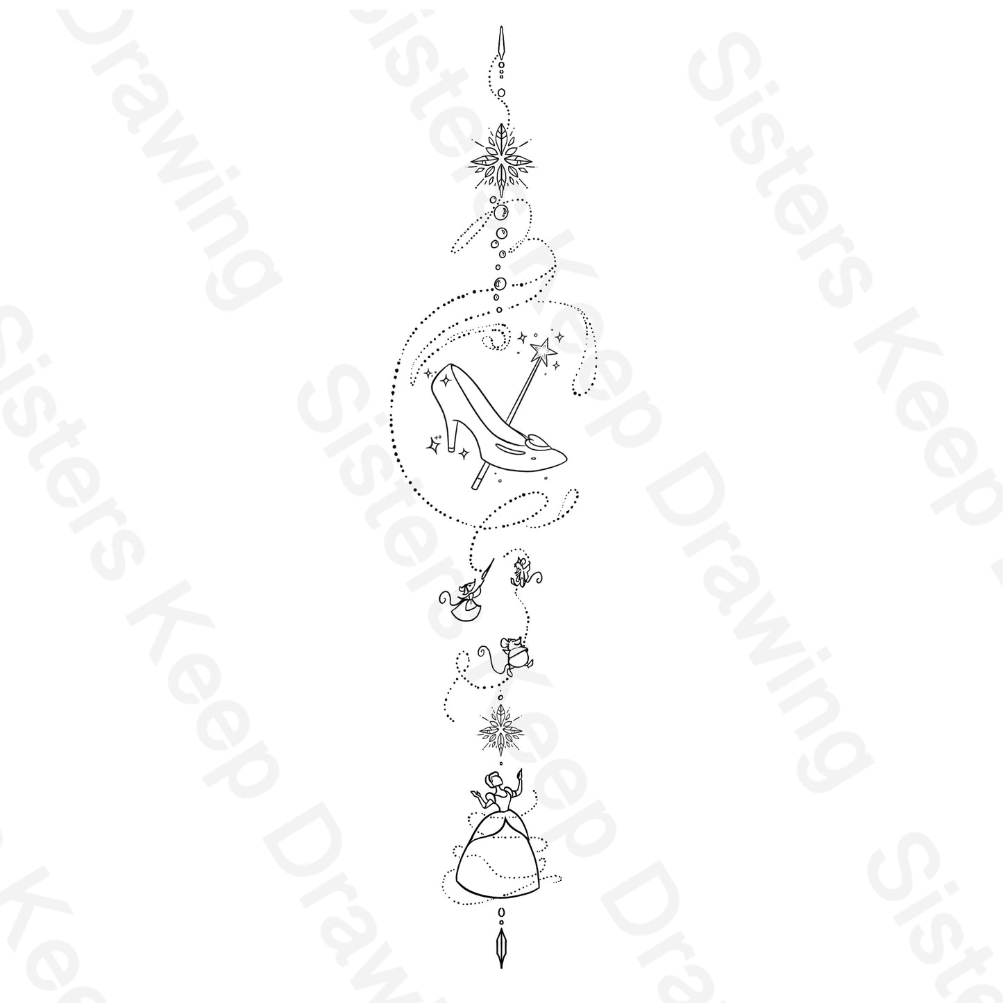 Glass Slipper Spine Tattoo- Cinderella Inspired- Tattoo Transparent Permission PNG