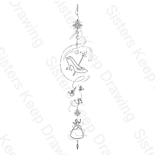 Glass Slipper Spine Tattoo- Cinderella Inspired- Tattoo Transparent Permission PNG