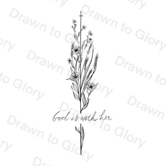 God is With Her - Bible Tattoo Transparent PNG- instant download digital printable artwork