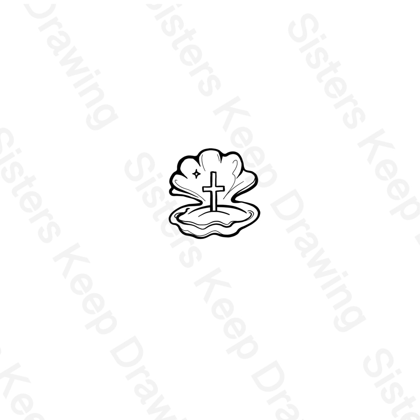 Cross in a Clam-Bible Tattoo Transparent PNG- instant download digital printable artwork