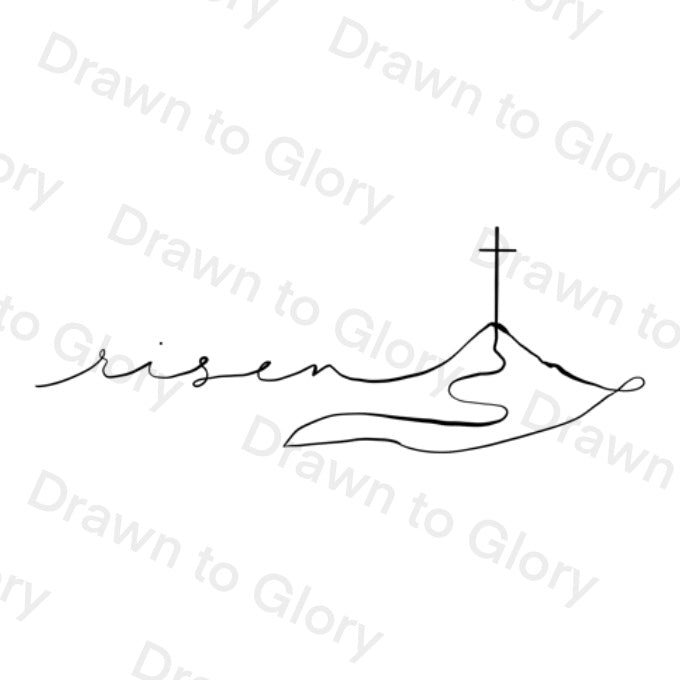 Risen - hill with a cross - Bible Inspired - Tattoo Transparent PNG