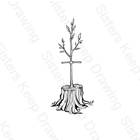 New Life in Christ/Sprout growing from Stump - Bible Inspired - Tattoo Transparent PNG