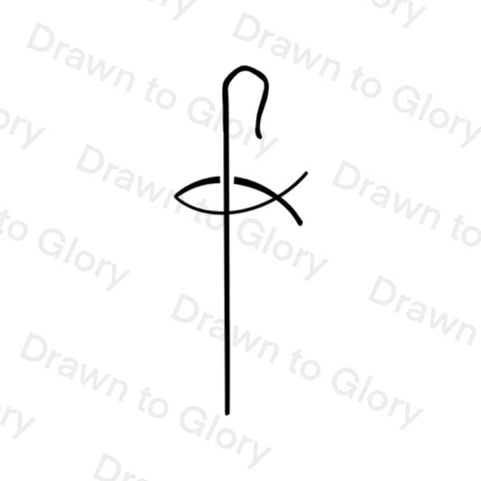 Shepherd and Fisher - Psalm 23- Bible Tattoo Transparent PNG- instant download digital printable artwork