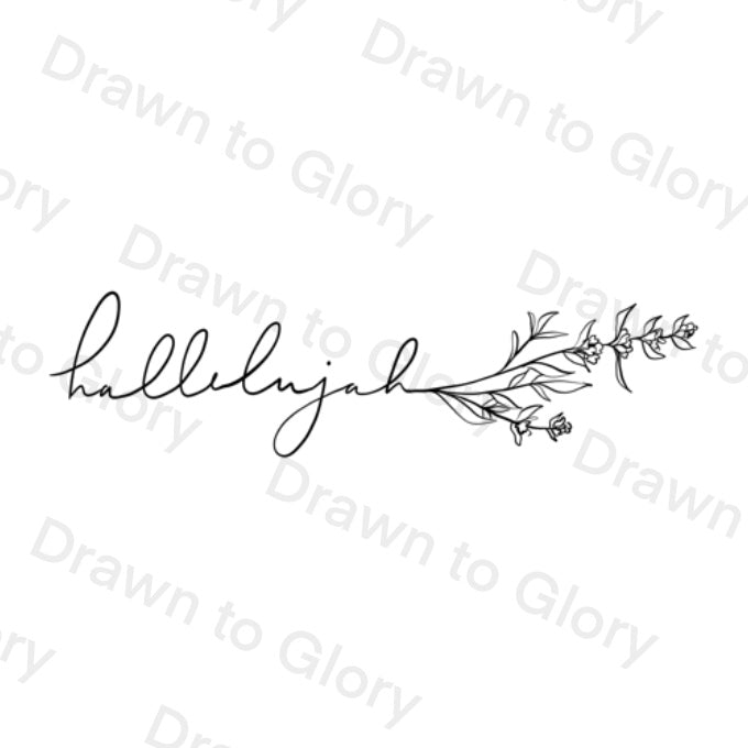 Hallelujah with Hyssop- Bible Tattoo Transparent PNG- instant download digital printable artwork