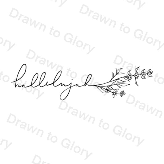 Hallelujah with Hyssop- Bible Tattoo Transparent PNG- instant download digital printable artwork