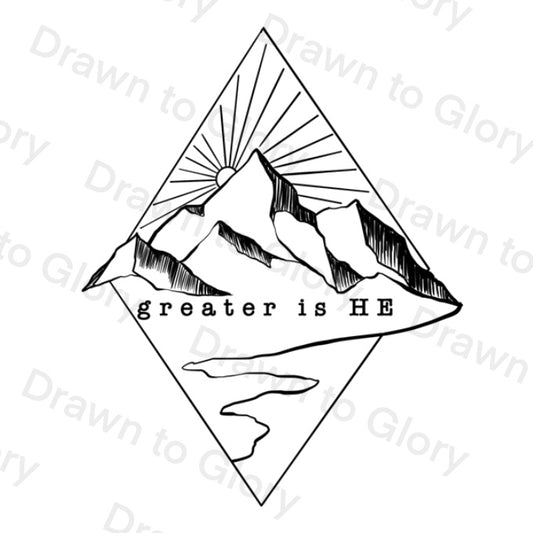 Greater is He - 1 John 4:4 - Bible Tattoo Transparent PNG- instant download digital printable artwork