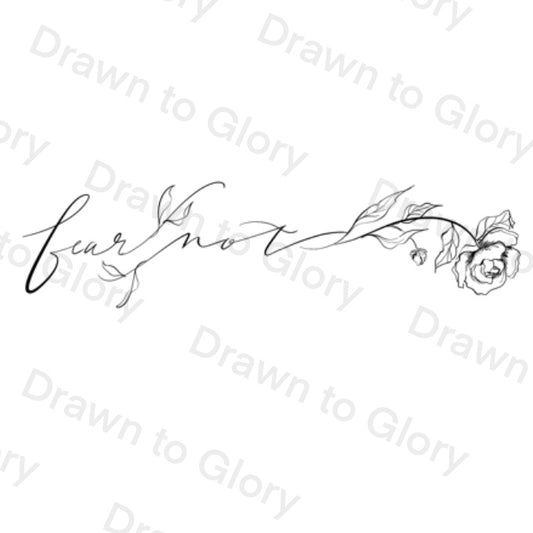 Fear not with flowers - Isaiah 41 - Bible Tattoo Transparent PNG- instant download digital printable artwork