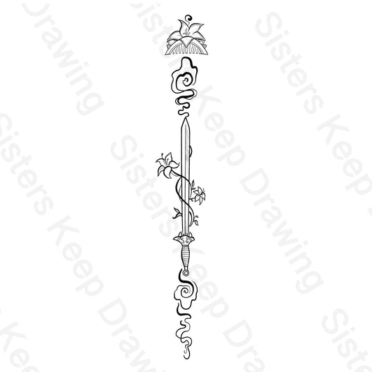 Mulan Sword Spine Tattoo- Mulan Inspired- Tattoo Transparent Permission PNG