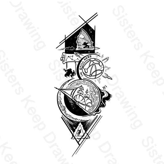 Jim’s Adventures-Treasure Planet-Tattoo Transparent PNG- instant download digital printable art