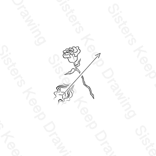 Rose pierced by arrow -Hunger Games- Tattoo Transparent Png