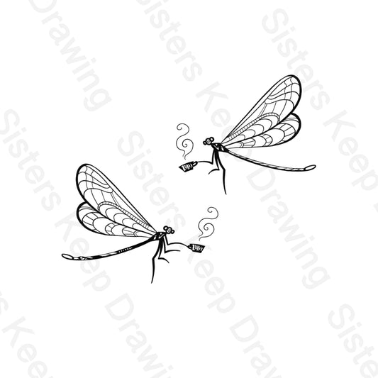 Dragonflies with coffee cups-Gilmore Girls Tattoo Transparent PNG
