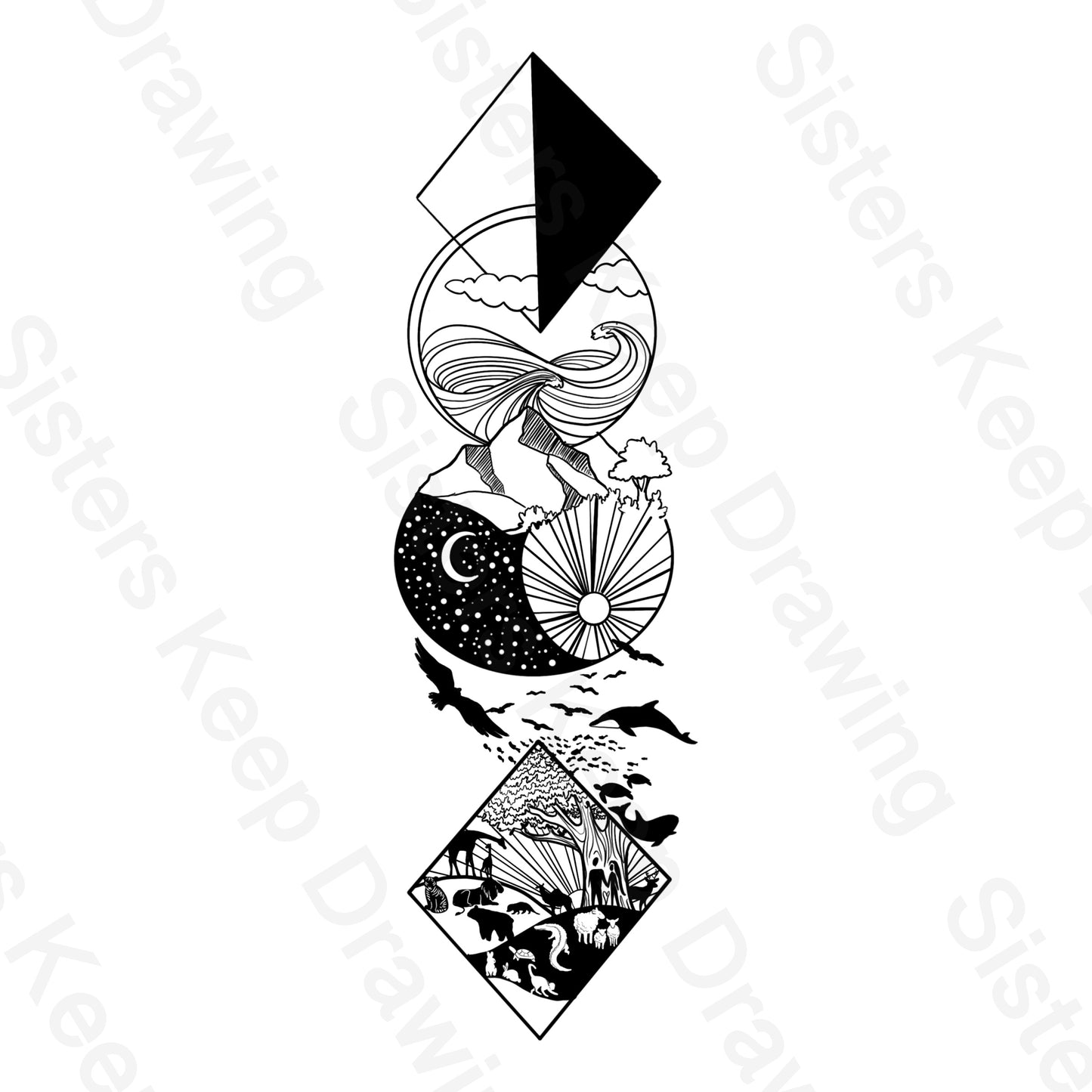 Creation - Bible Tattoo Transparent PNG- instant download digital printable artwork