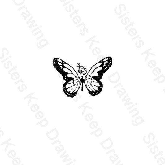 Effies wig on a Monarch -Hunger Games- Tattoo Transparent Png