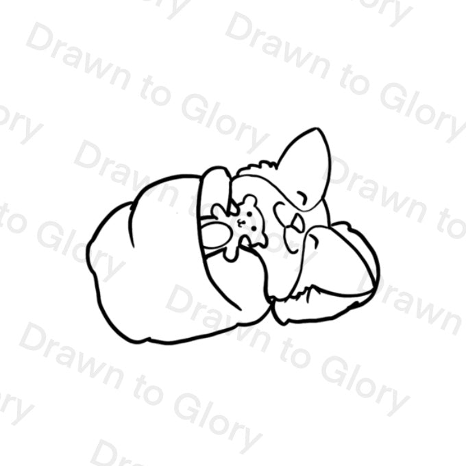 Corgi sleeping- Tattoo Transparent PNG- instant download