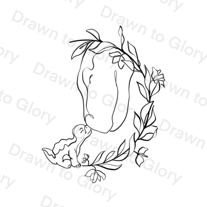 Littlefoot with his Mother - Land Before Time Tattoo Transparent Permission PNG