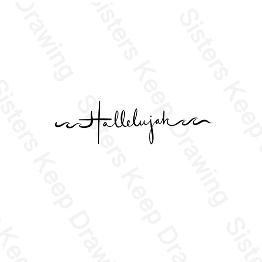 Hallelujah Wave -Bible Tattoo Transparent PNG- instant download digital printable artwork