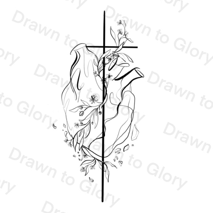 New Heart - Ezekiel 36:26 - Bible Tattoo Transparent PNG- instant download digital printable artwork