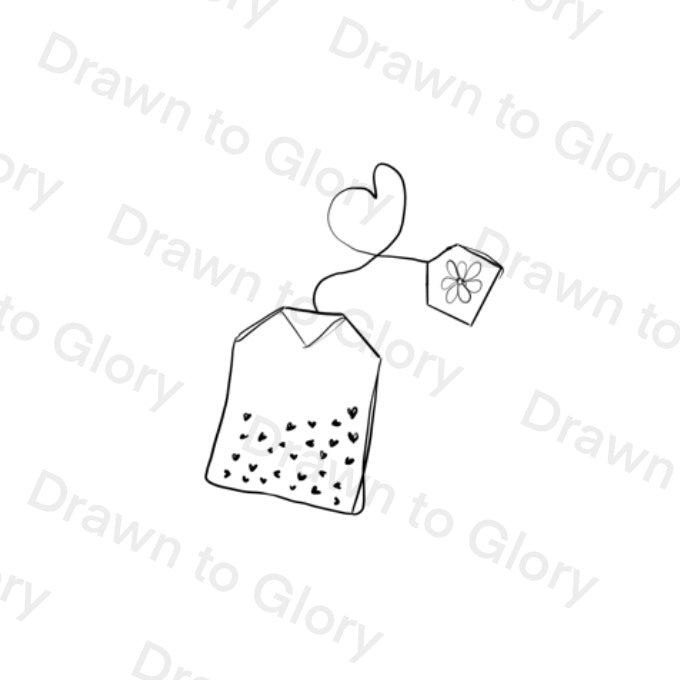 Teabag with Hearts - Flowers- Bible Tattoo Transparent PNG- instant download digital printable artwork