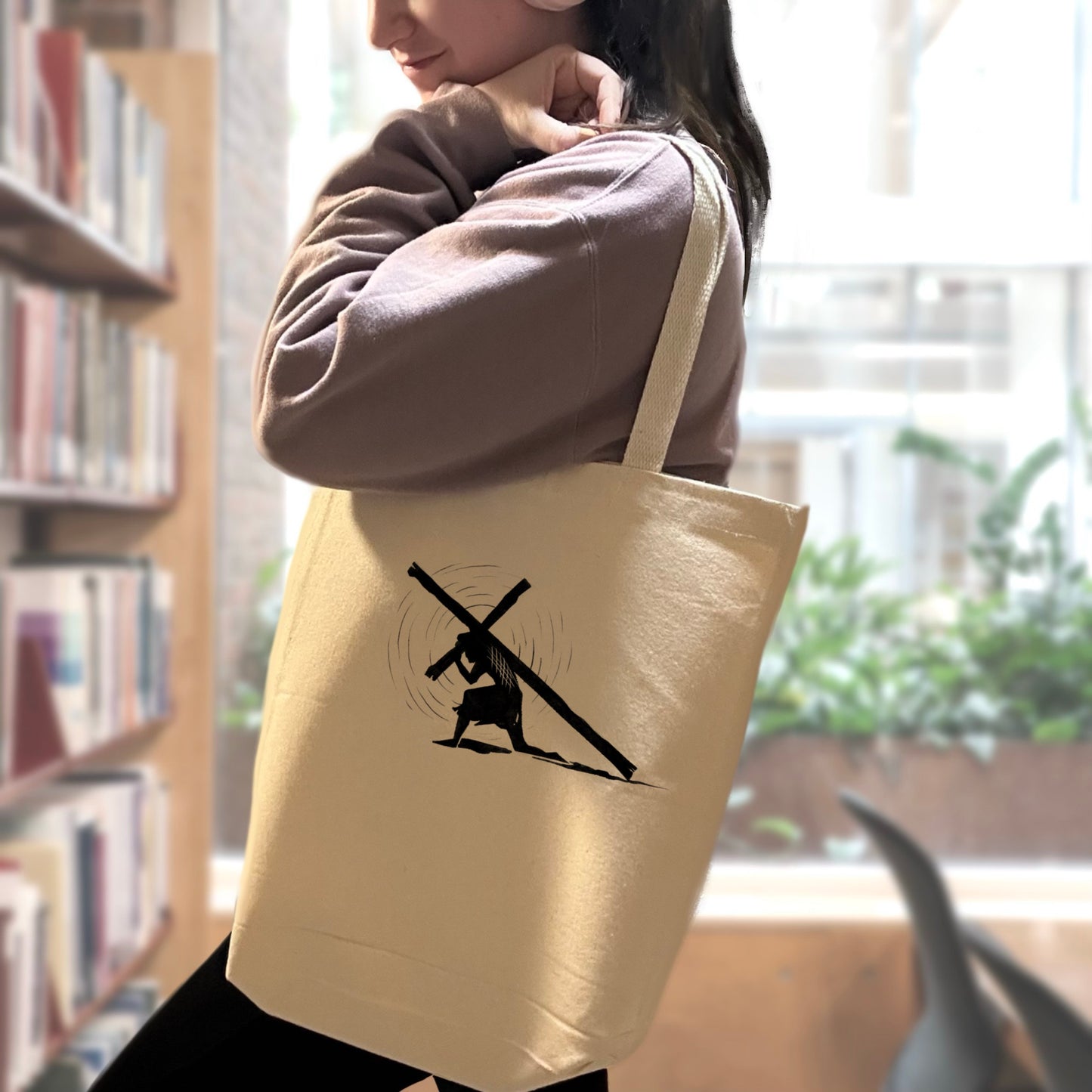 Pick up your Cross -Sturdy Canvas Tote Bags with Bottom 15"W x 16"H x 3"G