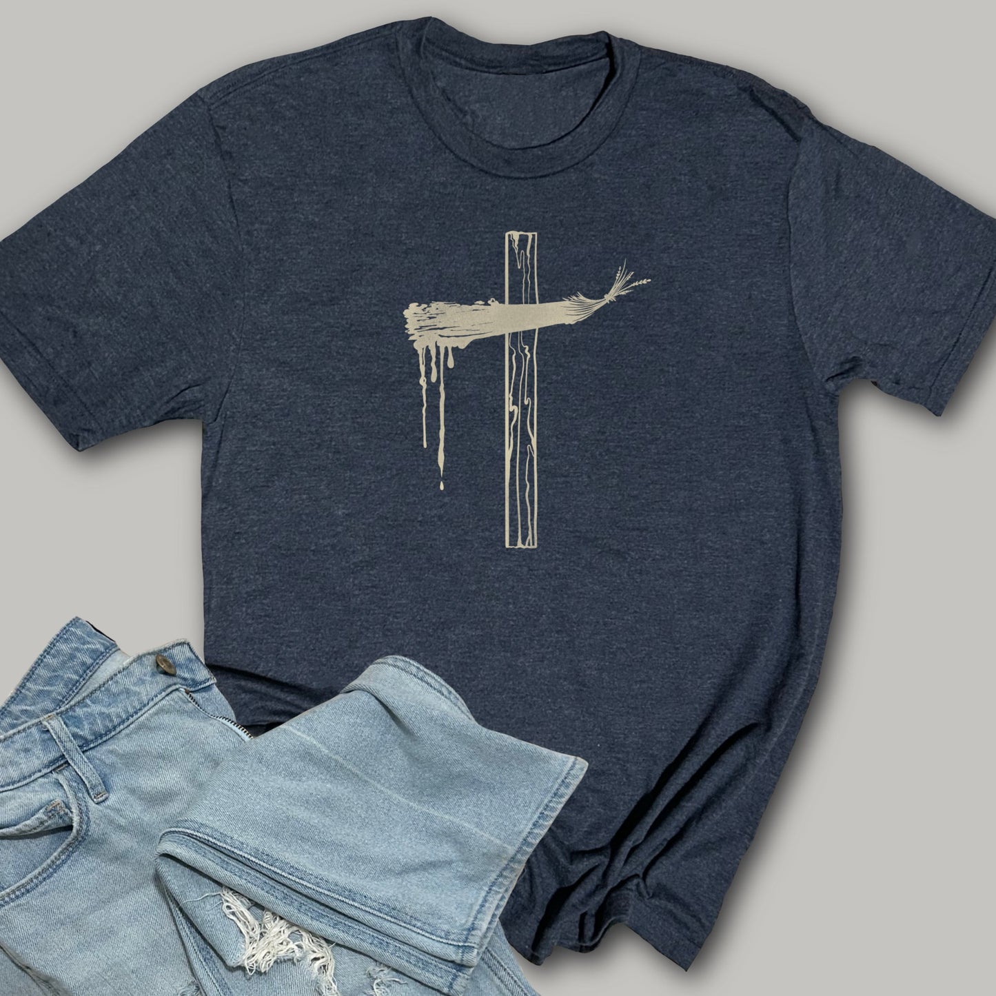 Blood painted cross - Softstyle Triblend T-Shirt