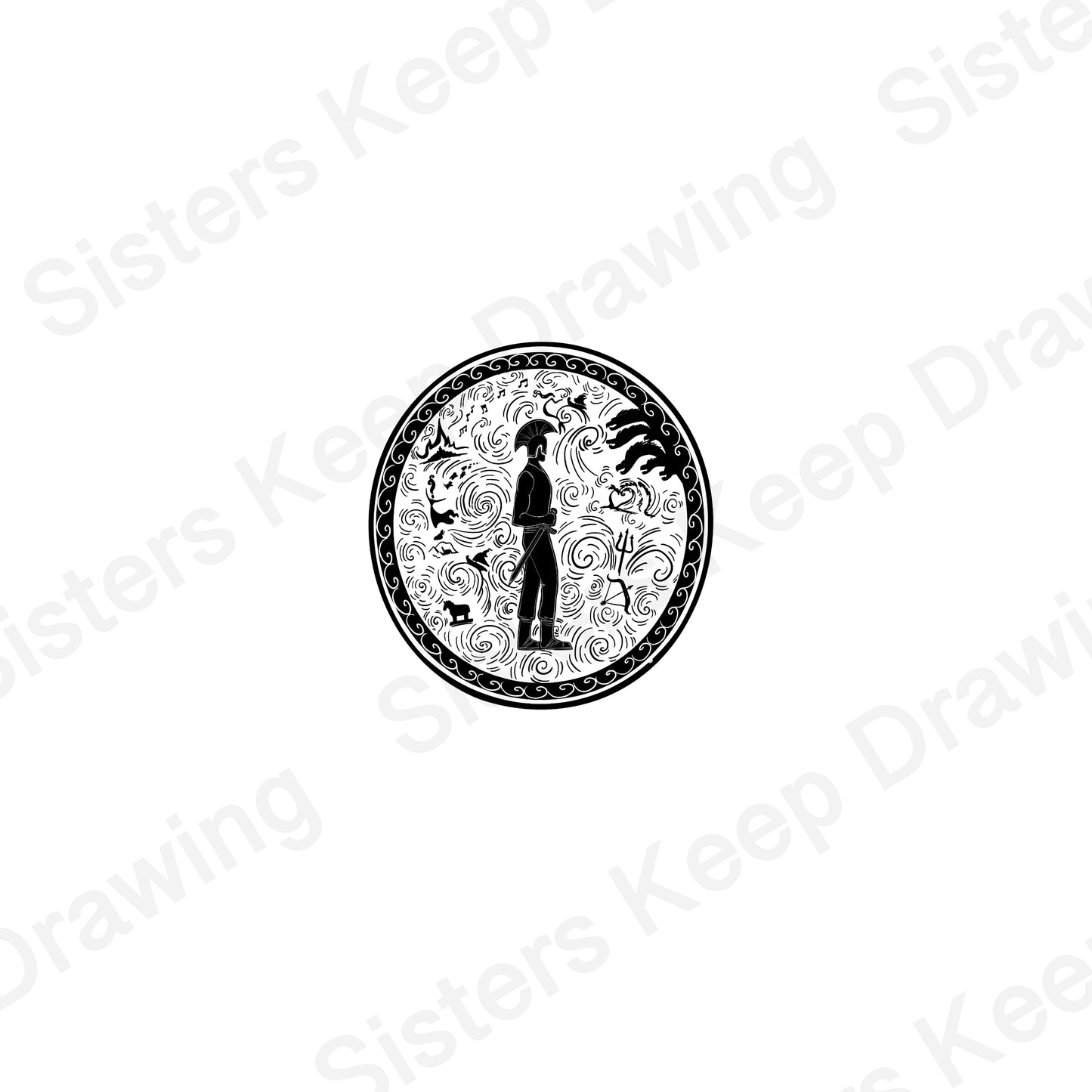 Odysseus with Adventures - Epic Musical Inspired Tattoo Transparent PNG- instant download digital printable artwork