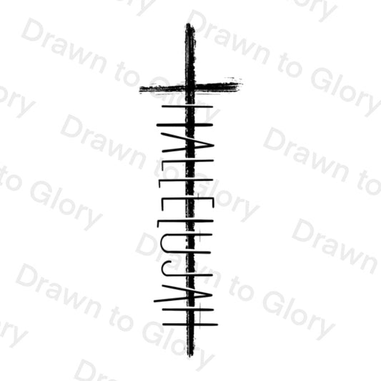 Hallelujah in a Cross- Bible Tattoo Transparent PNG- instant download digital printable artwork