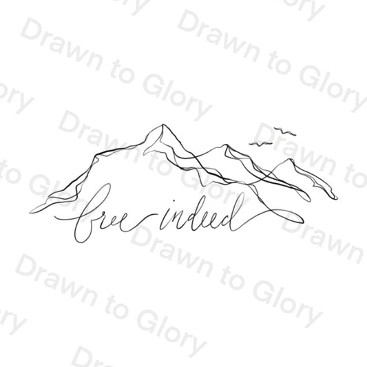 Free Indeed - Bible Tattoo Transparent PNG- instant download digital printable artwork