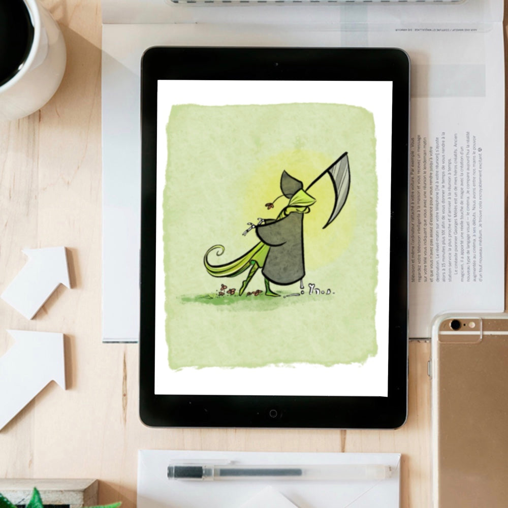 Grim and Life hug -instant download digital printable artwork