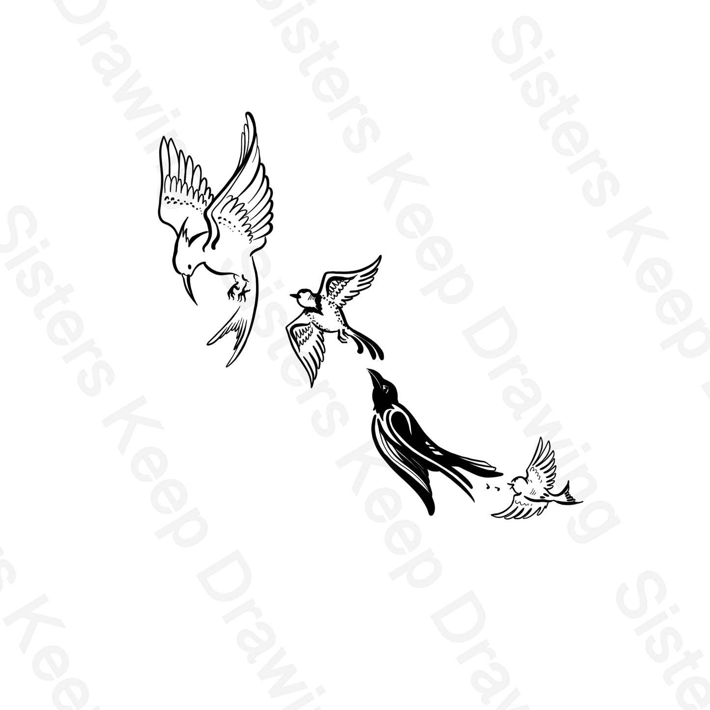 Four Victors as Birds -Hunger Games- Tattoo Transparent Png