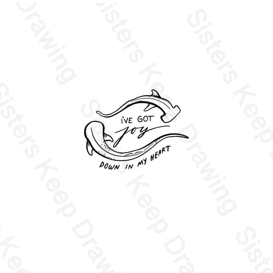 Joy Down in my Heart Sharks -Bible Tattoo Transparent PNG- instant download digital printable artwork