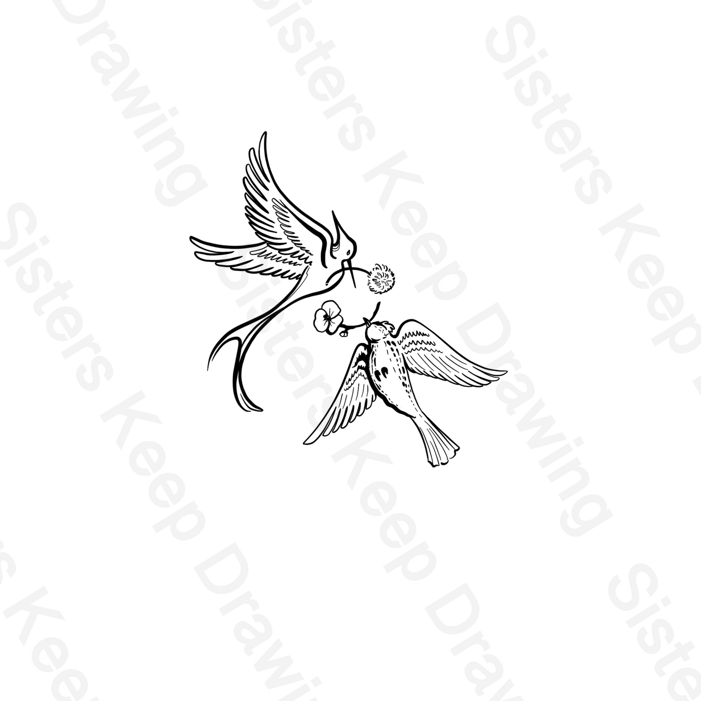Mockingjay holds dandelion and Lark holds katniss -Hunger Games- Tattoo Transparent Png