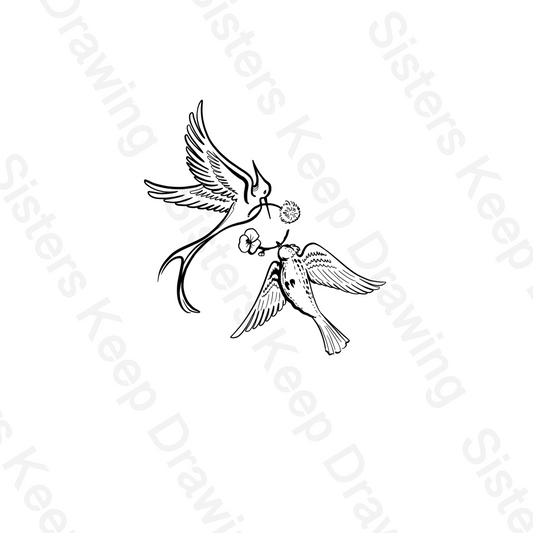 Mockingjay holds dandelion and Lark holds katniss -Hunger Games- Tattoo Transparent Png