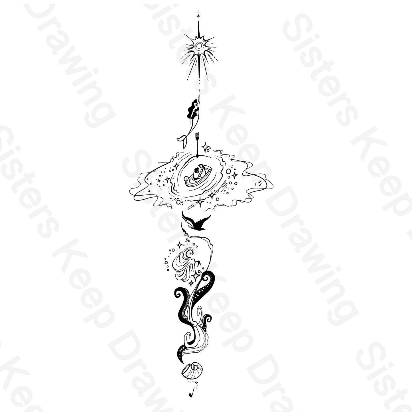 Mermaid Spine Tattoo- Ariel Inspired- Tattoo Transparent Permission PNG